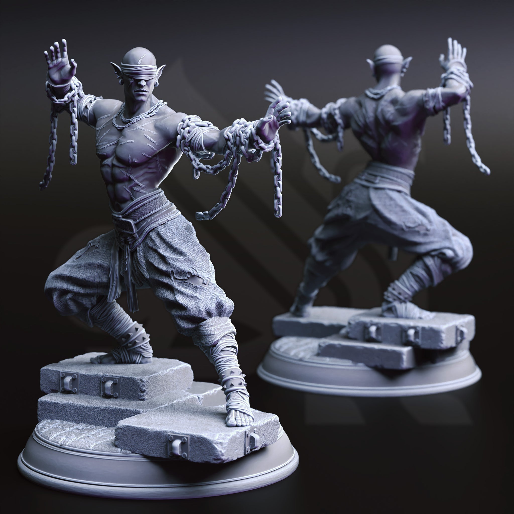 Veilstrike Ascetic Miniature – The Blind Monk | TTRPG Collectible & Tabletop Model
