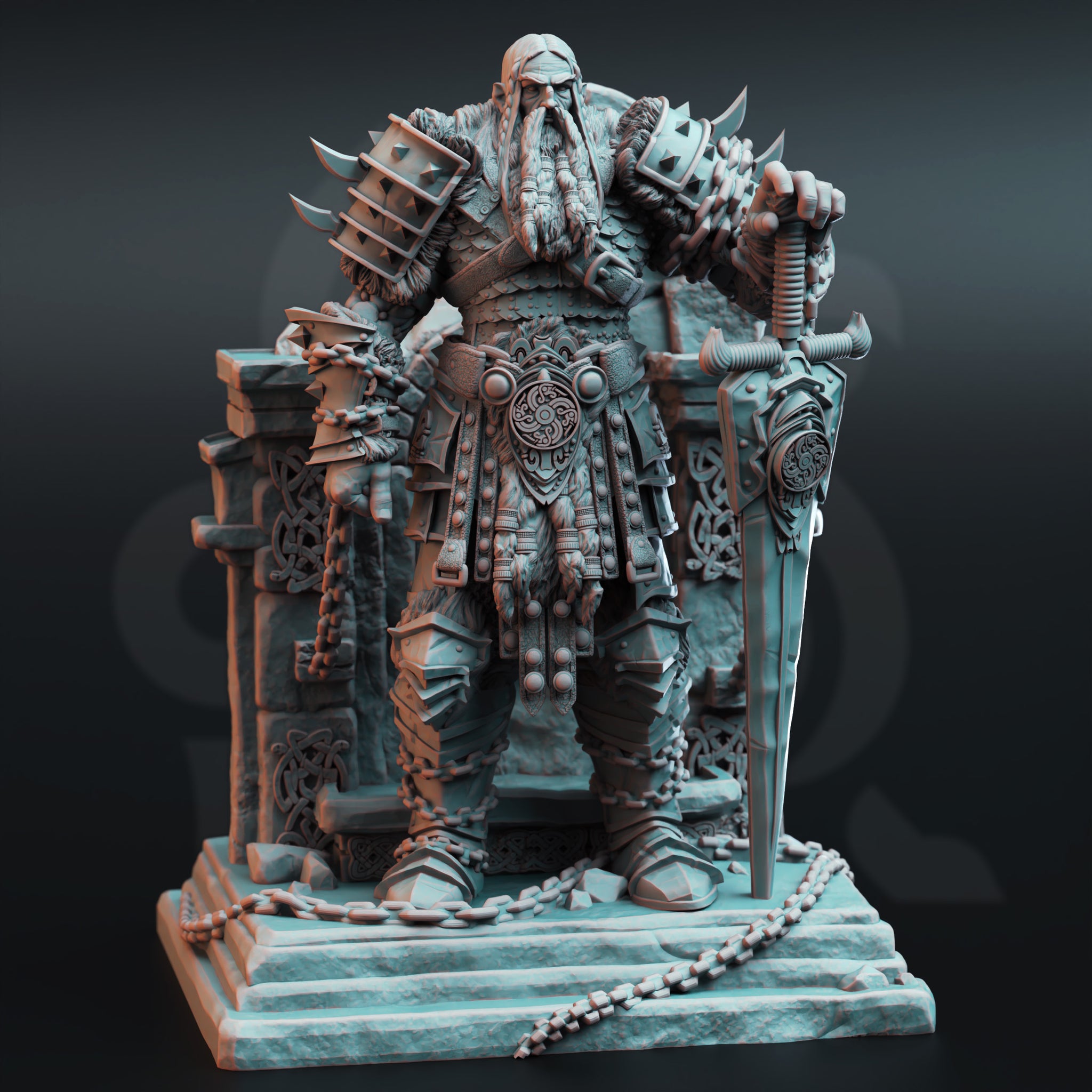 Glacierbrand Warlord Miniature – Frost-bitten Commander | TTRPG Collectible & Tabletop Model
