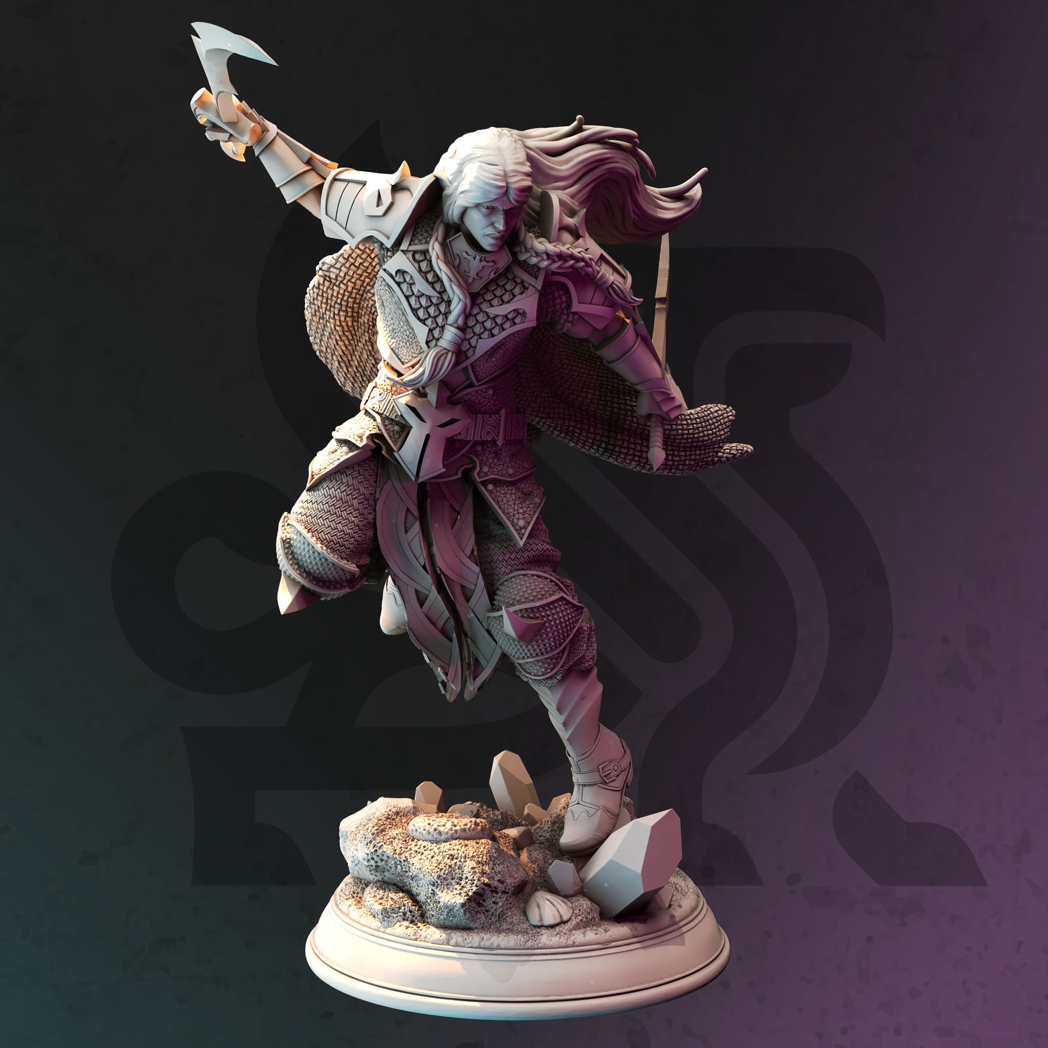 Silvershadow Tempest Miniature – Blade Dancer Rogue | TTRPG Collectible & Tabletop Model